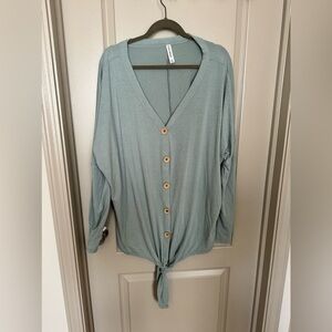 Zenana Premium Button Tie Cardigan
